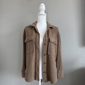 Sage The Label Camel Button Down Ribbed Shacket Womans Sz XS/S Brown Oversized